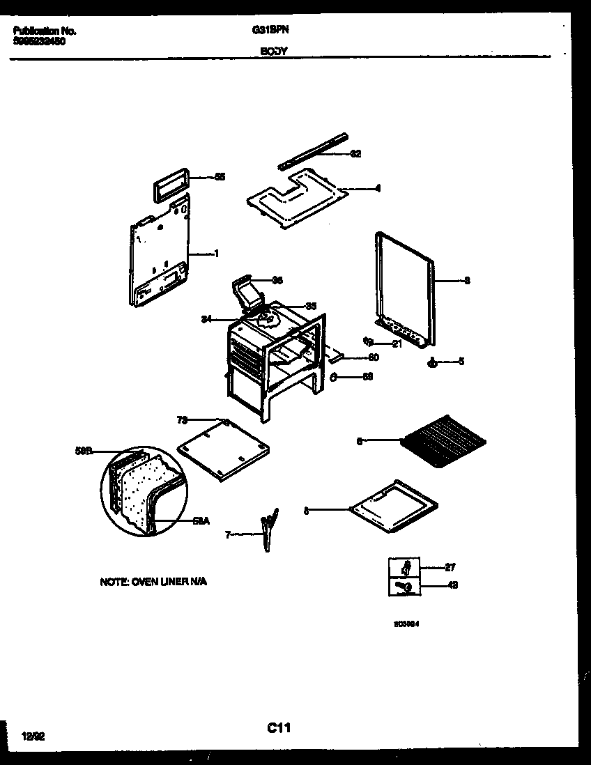 Frigidaire G31BPNL5 body parts diagram