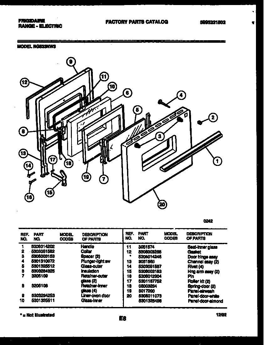 Frigidaire RG533NL3 door parts diagram