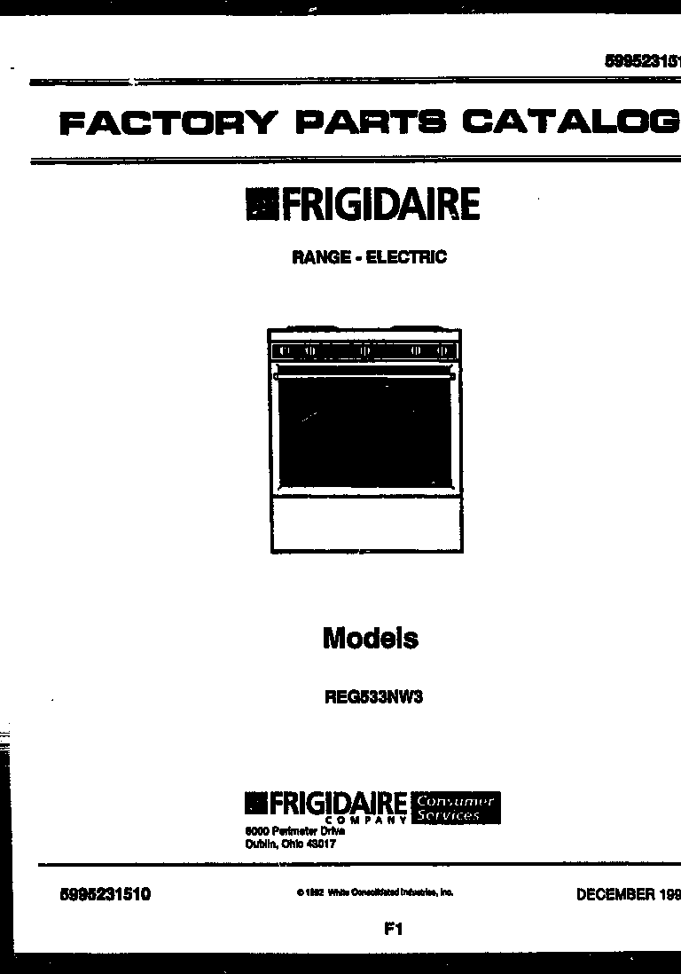 Frigidaire REG533NW3 cover diagram