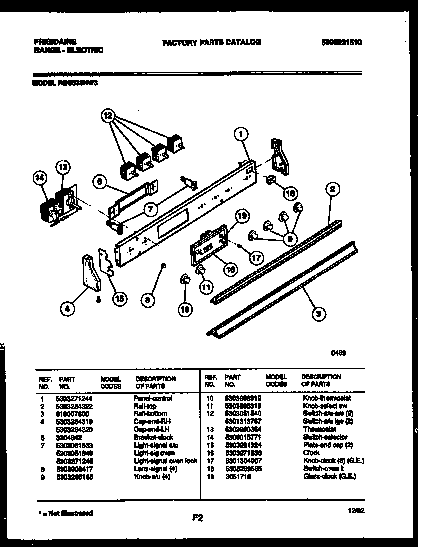 Frigidaire REG533NW3 control panel diagram