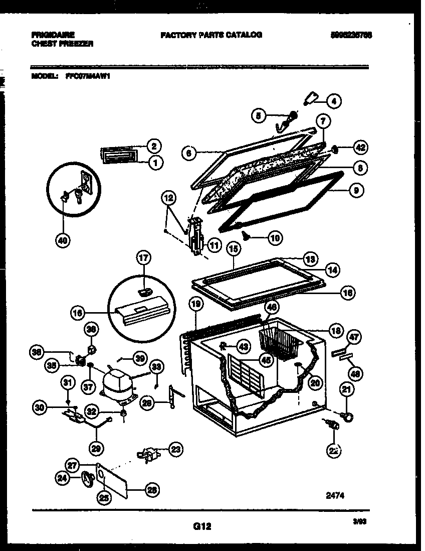 Frigidaire FFC07M4AW1 chest freezer parts diagram