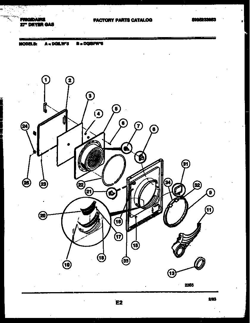 Frigidaire DGISFL5 door parts diagram