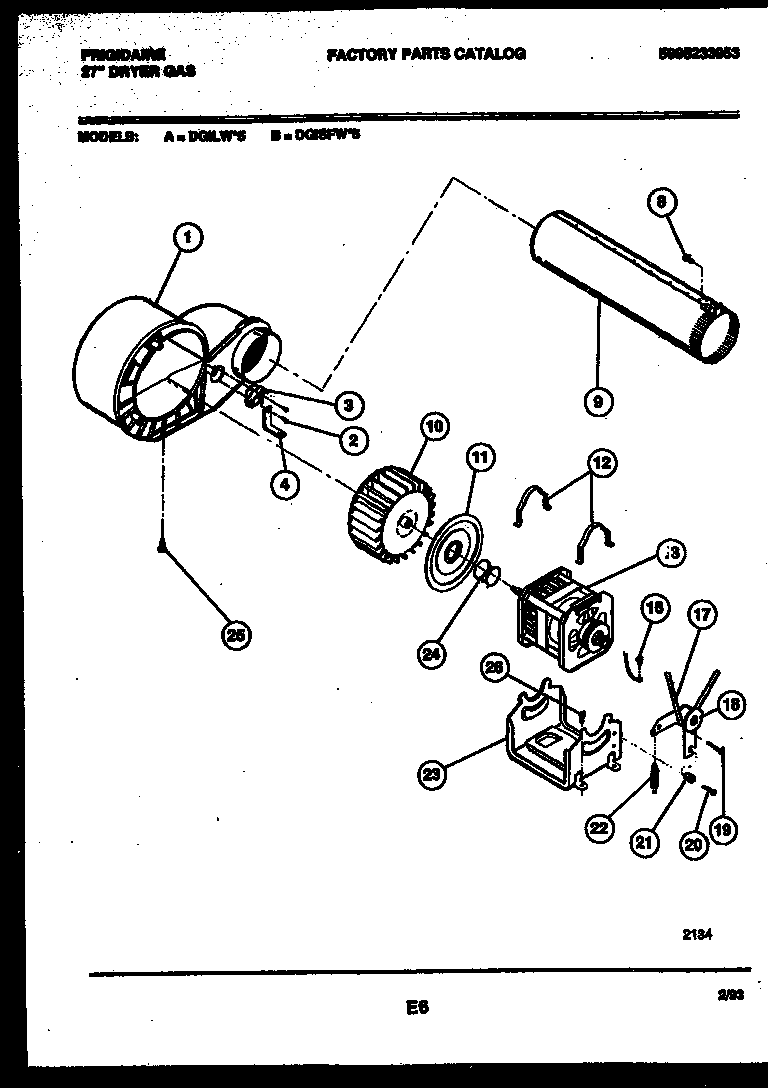 Frigidaire DGISFL5 motor & blower parts diagram
