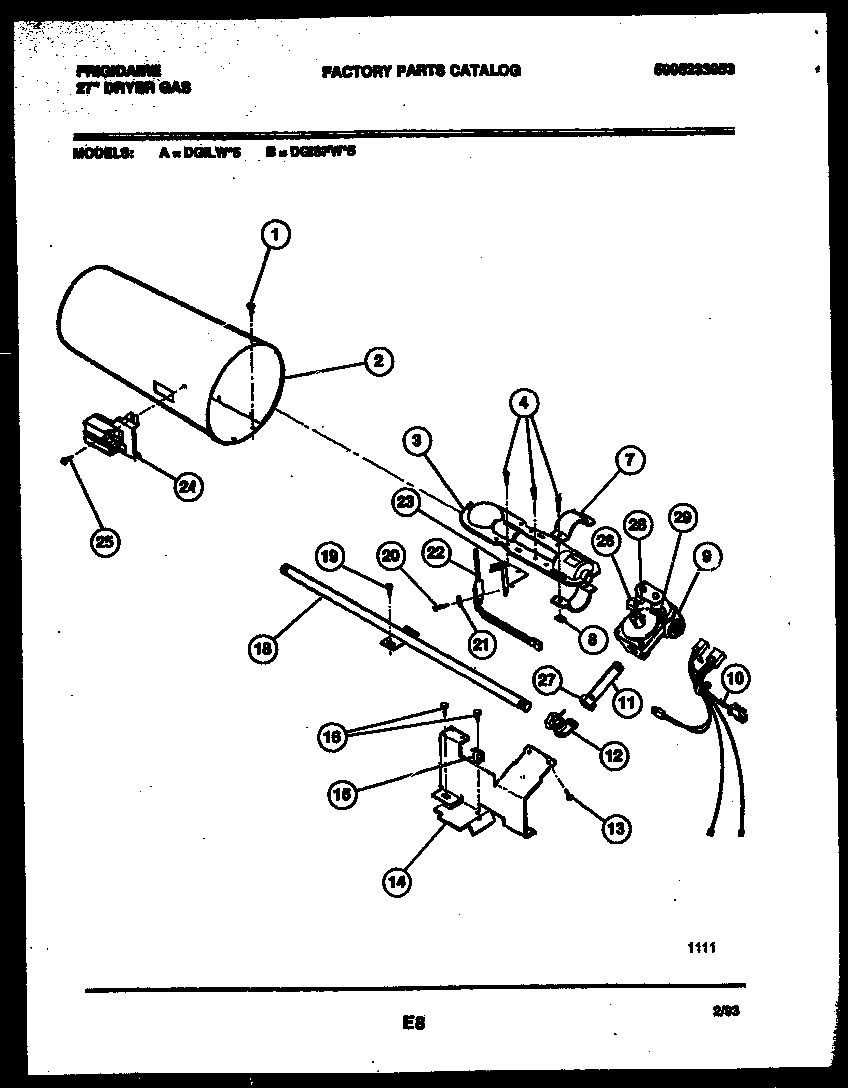 Frigidaire DGISFL5 burner, igniter & valve diagram