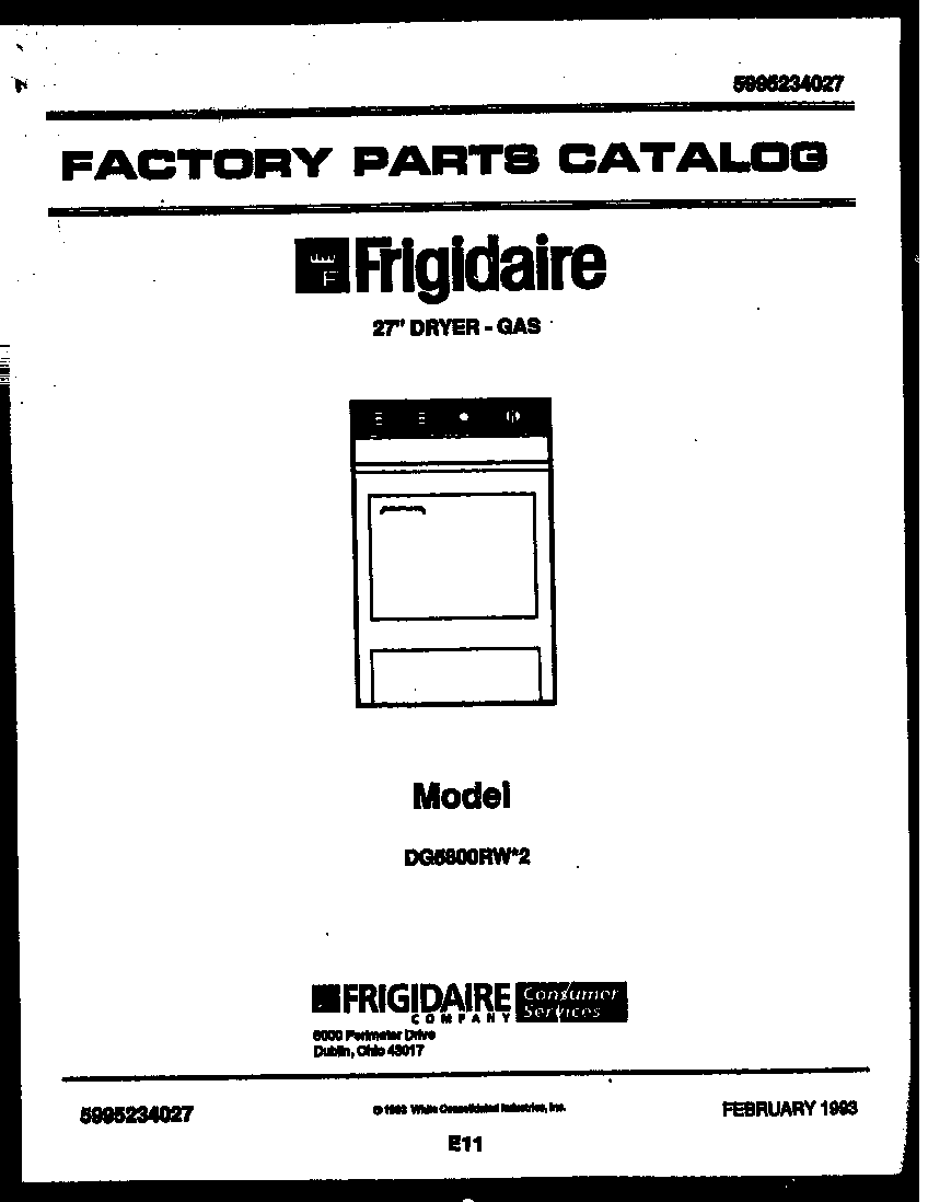 Frigidaire DG5800RW2 null diagram