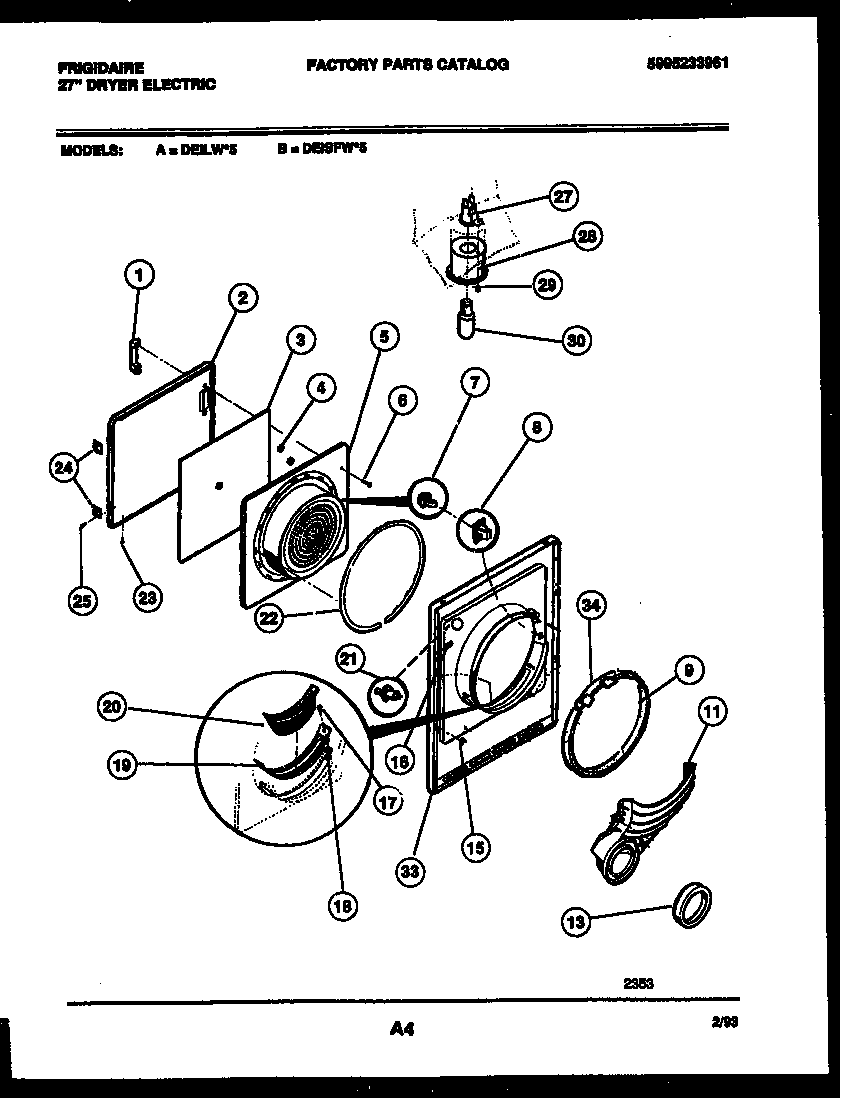 White-Westinghouse DEILL5 door parts diagram