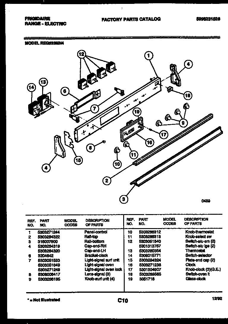 Frigidaire REG533MNW4 control panel diagram