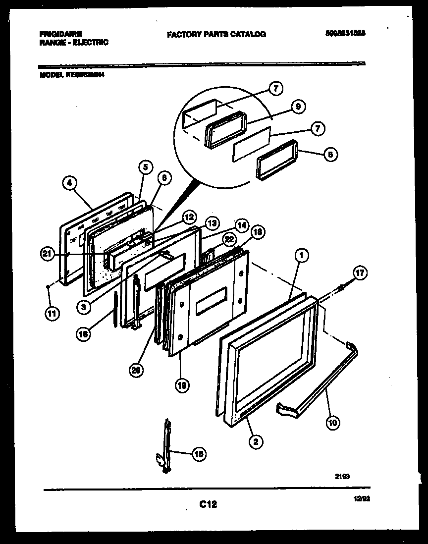 Frigidaire REG533MNW4 door parts diagram
