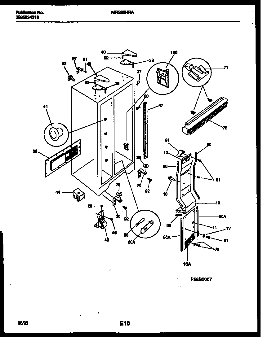 Universal/Multiflex (Frigidaire) MRS22HRAD0 cabinet parts diagram