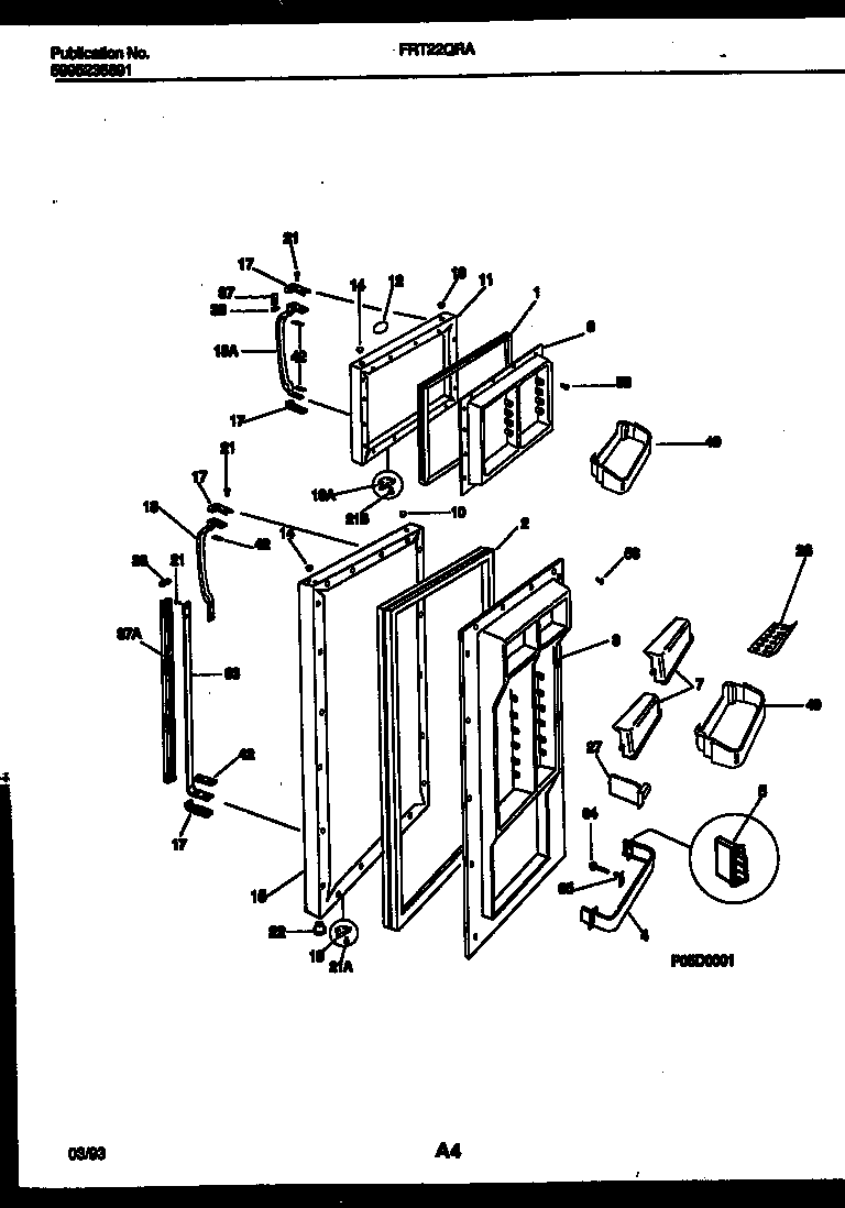 Frigidaire FRT22QRAZ2 door parts diagram