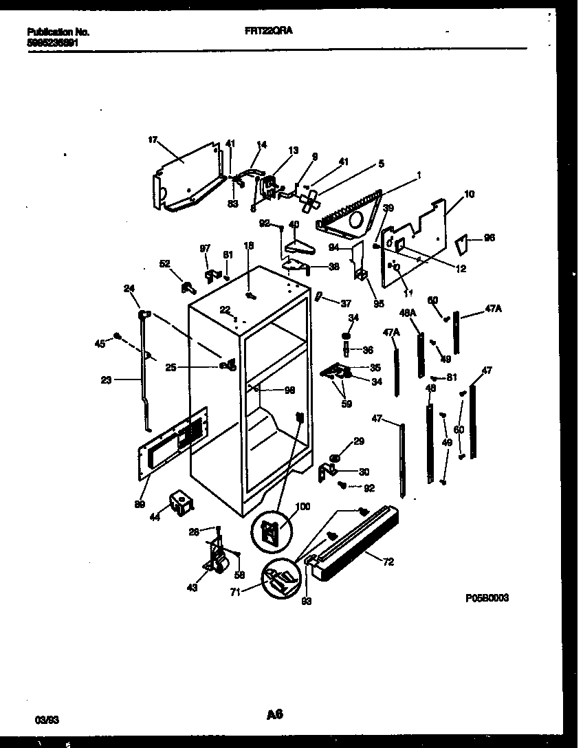 Frigidaire FRT22QRAZ2 cabinet parts diagram