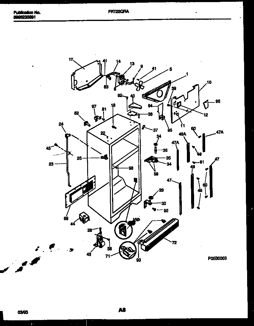 Frigidaire FRT22QRAZ2 cabinet parts diagram