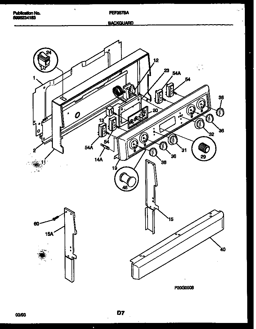 Frigidaire FEF357BADA backguard diagram