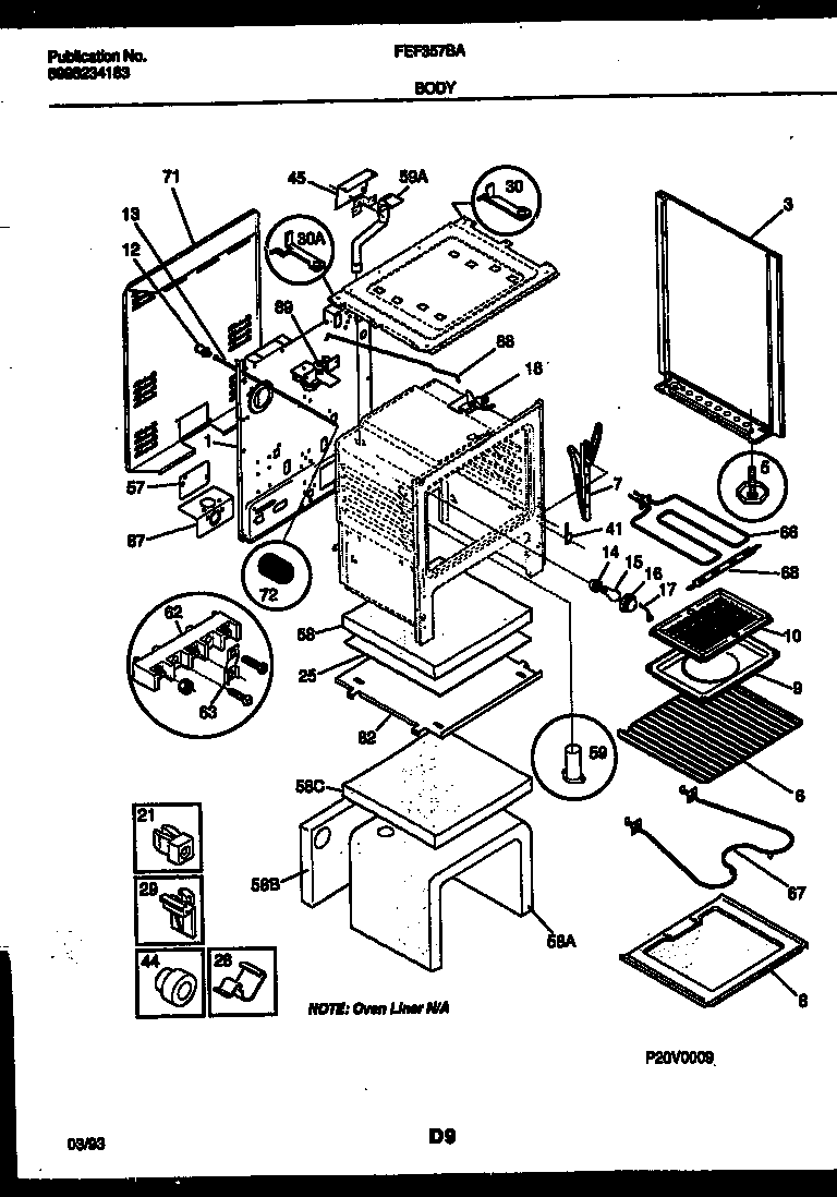 Frigidaire FEF357BADA body parts diagram