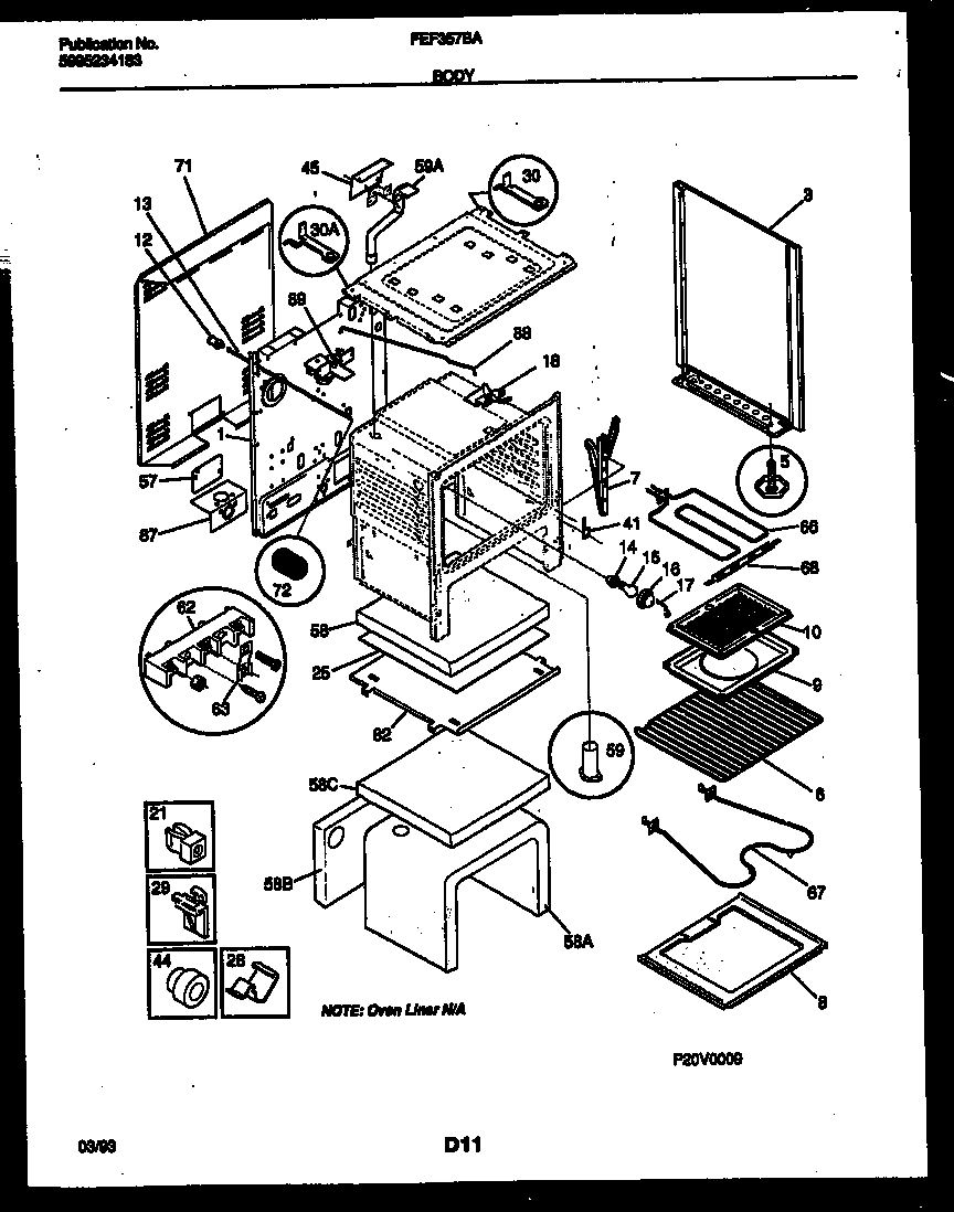 Frigidaire FEF357BADA body parts diagram