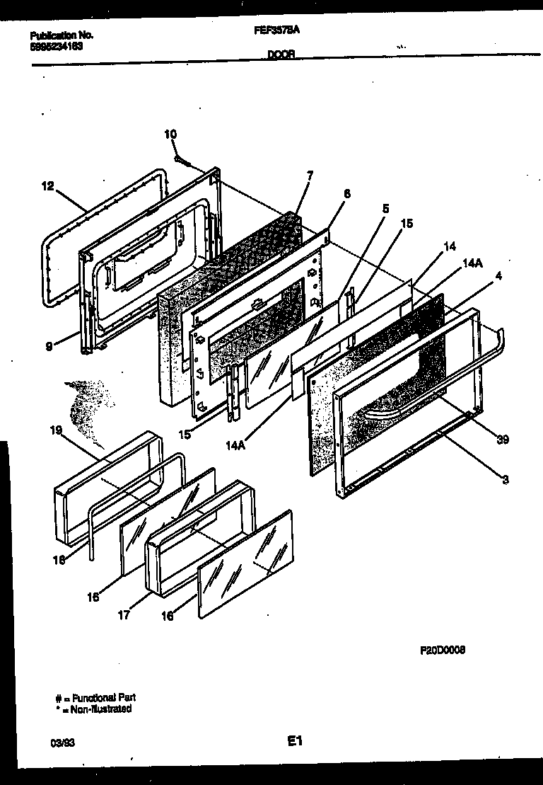Frigidaire FEF357BADA door parts diagram