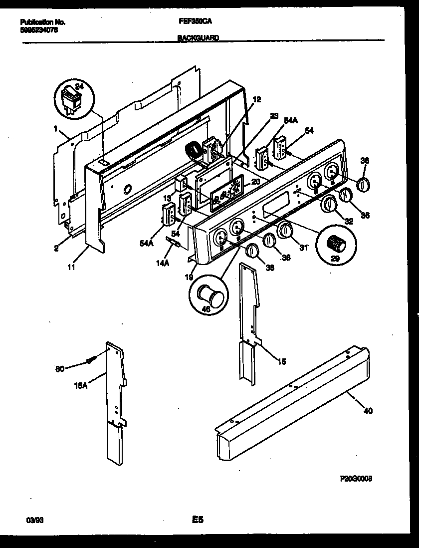 Frigidaire FEF350CADA backguard diagram