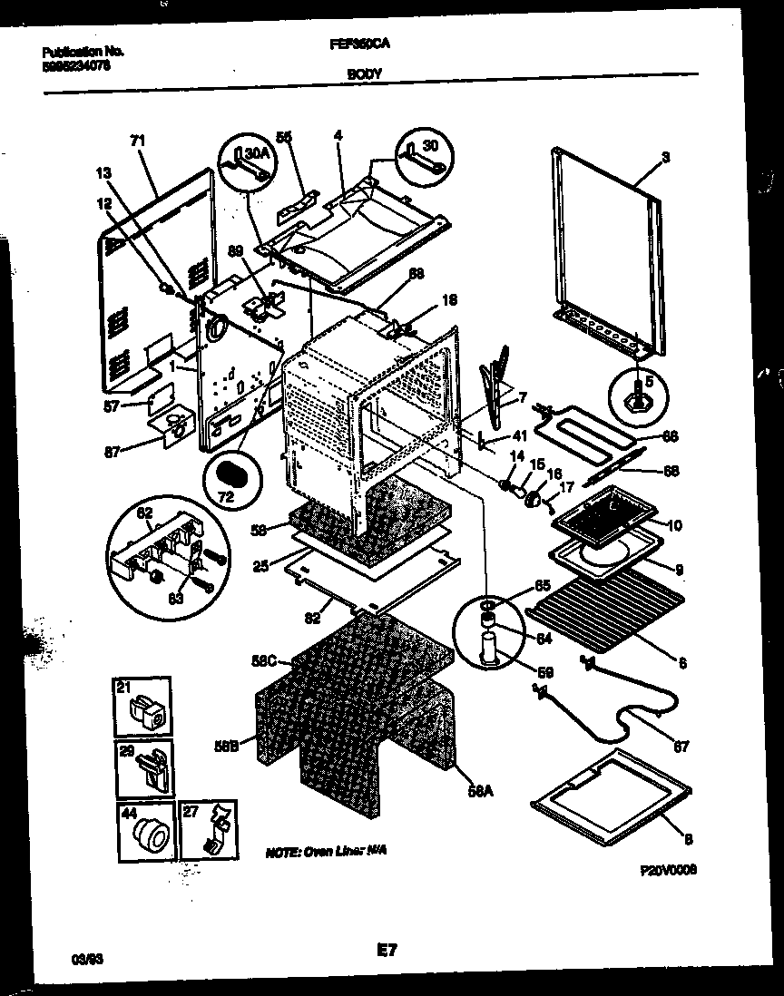 Frigidaire FEF350CADA body parts diagram
