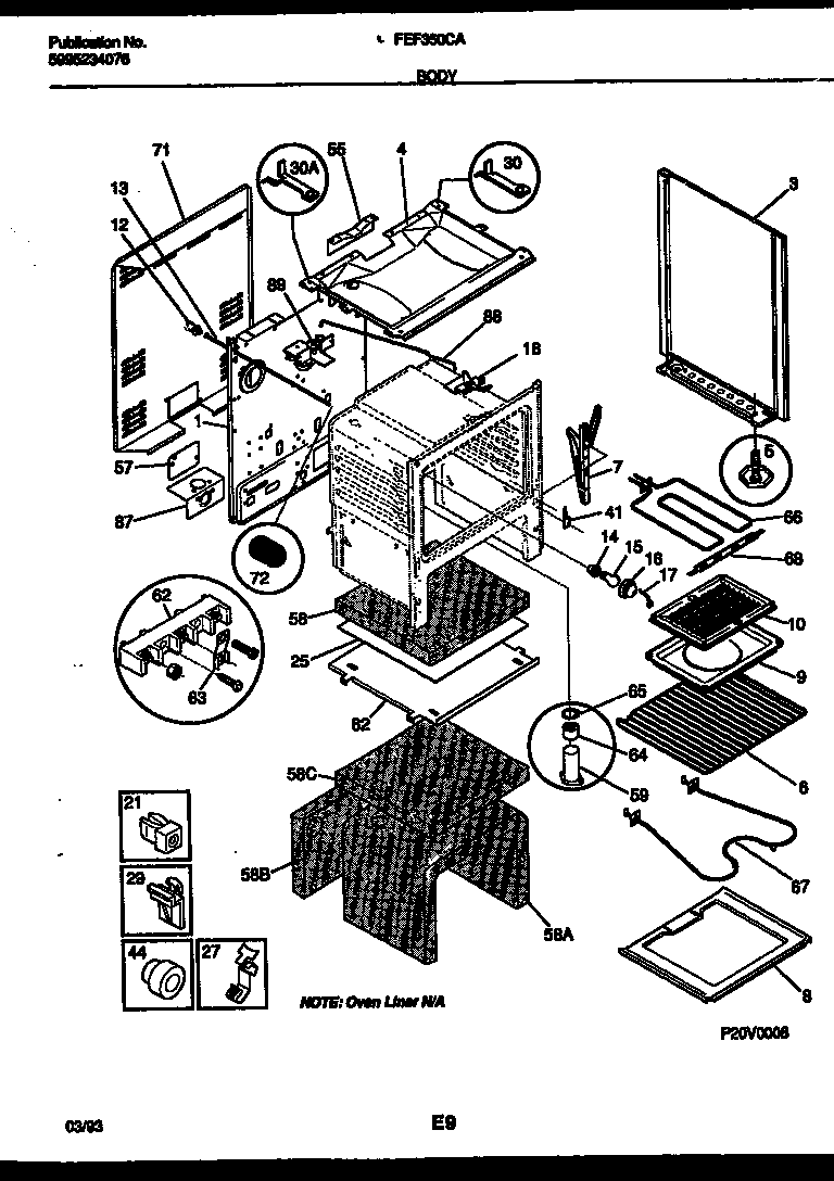 Frigidaire FEF350CADA body parts diagram