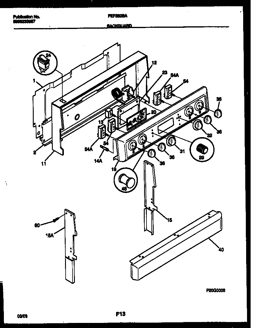 Frigidaire FEF350BAWA backguard diagram