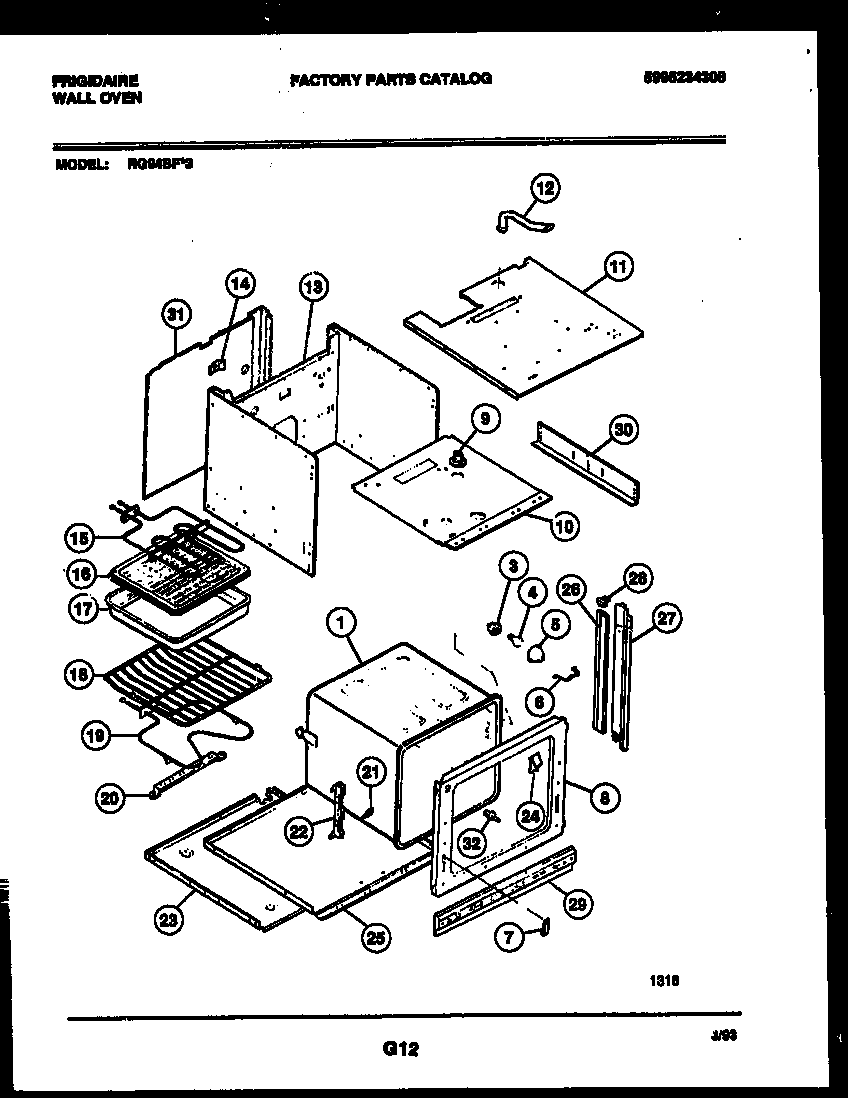 Frigidaire RG94BF3 body parts diagram
