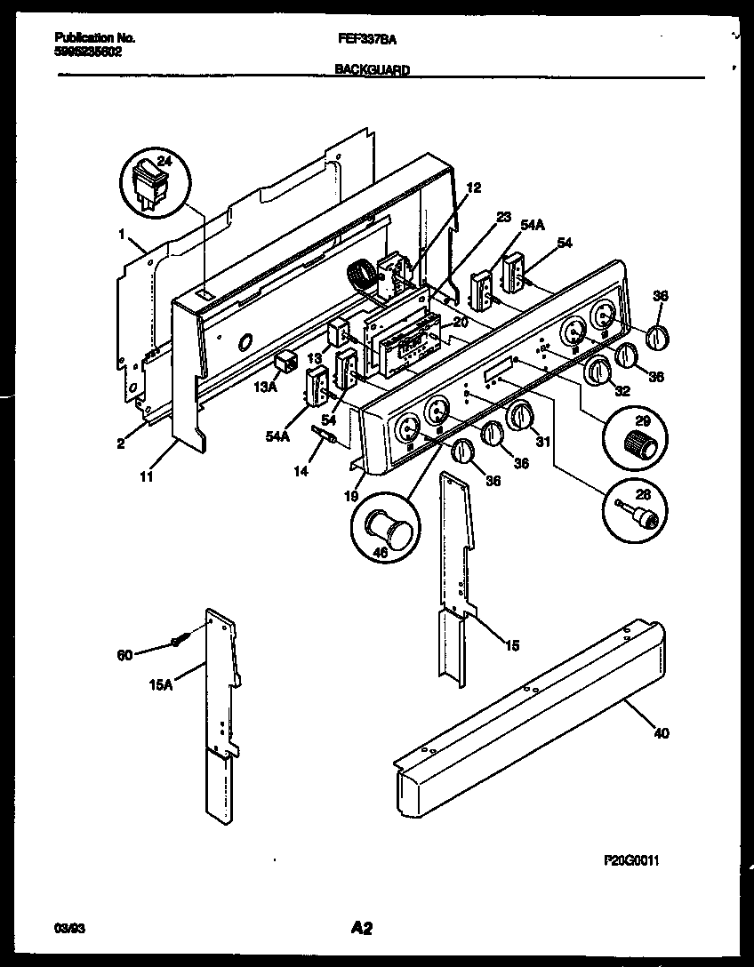 Frigidaire FEF337BAWA backguard diagram