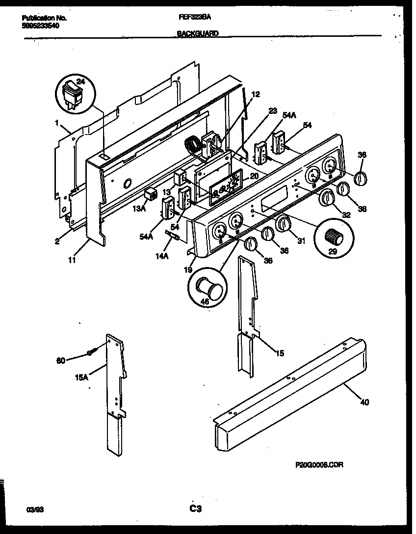 Frigidaire FEF323BAWA backguard diagram