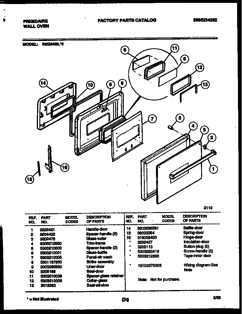 Frigidaire REG94BL4 door parts diagram