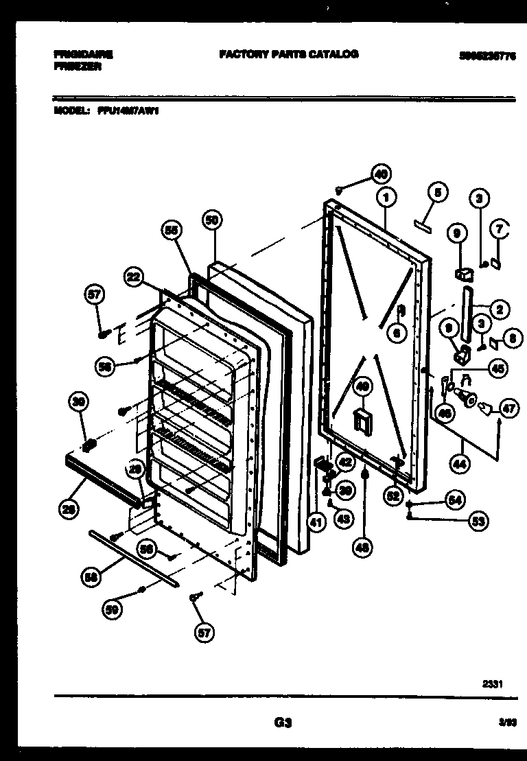Frigidaire FFU14M7AW1 door parts diagram