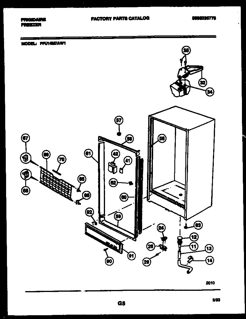 Frigidaire FFU14M7AW1 cabinet parts diagram