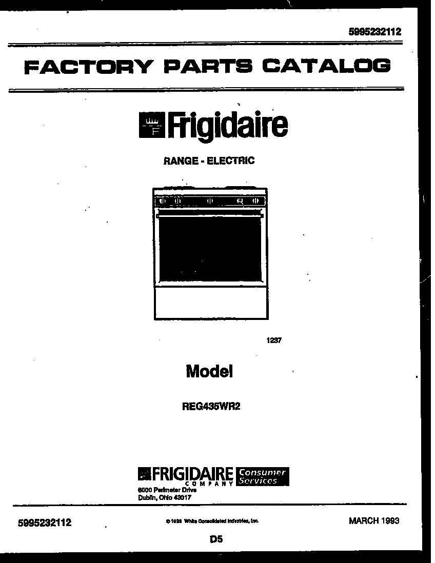 Frigidaire REG435WRW2 cover diagram