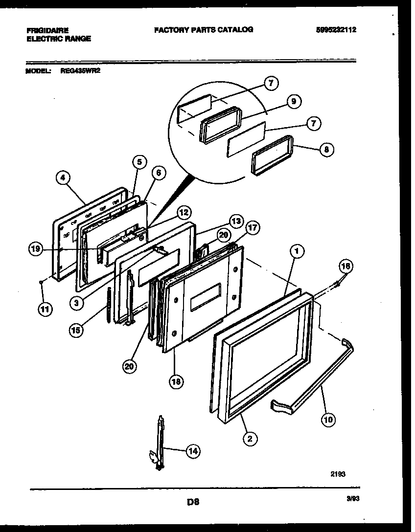 Frigidaire REG435WRW2 door parts diagram