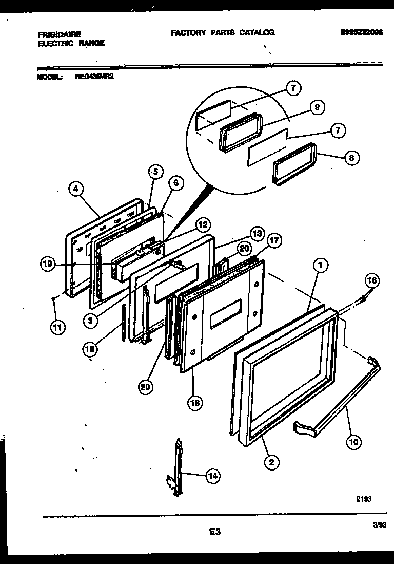 Frigidaire REG435MRW2 door parts diagram