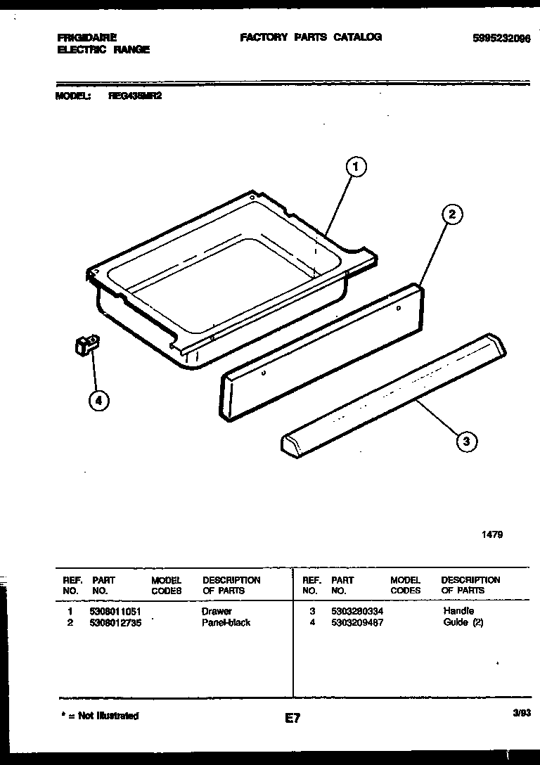 Frigidaire REG435MRW2 drawer parts diagram