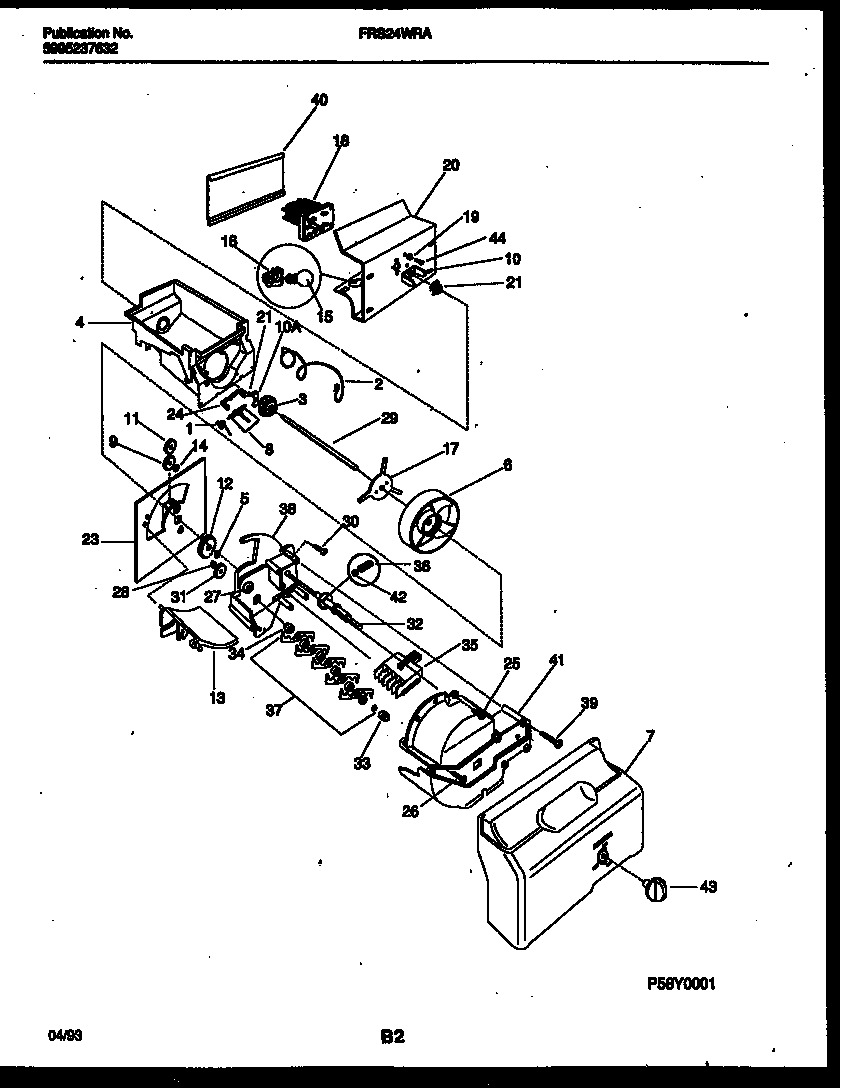 Frigidaire FRS24WRAW1 ice dispenser diagram