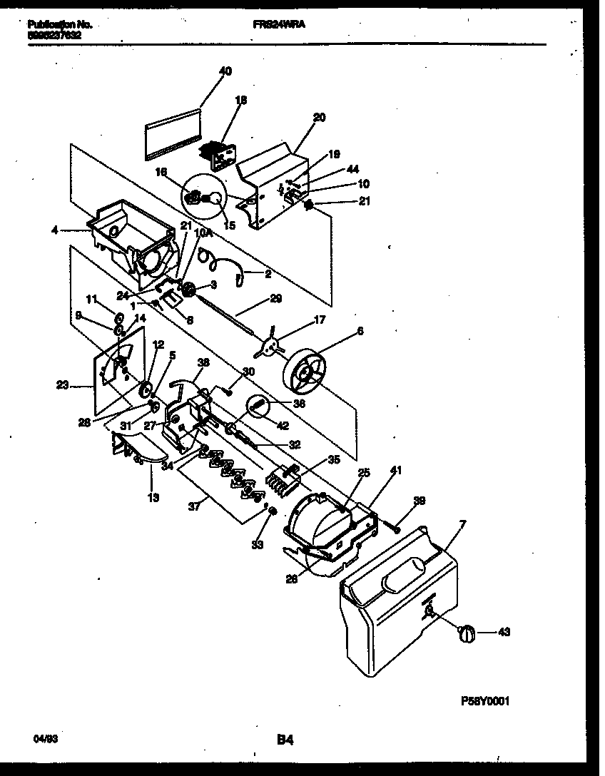 Frigidaire FRS24WRAW1 ice dispenser diagram