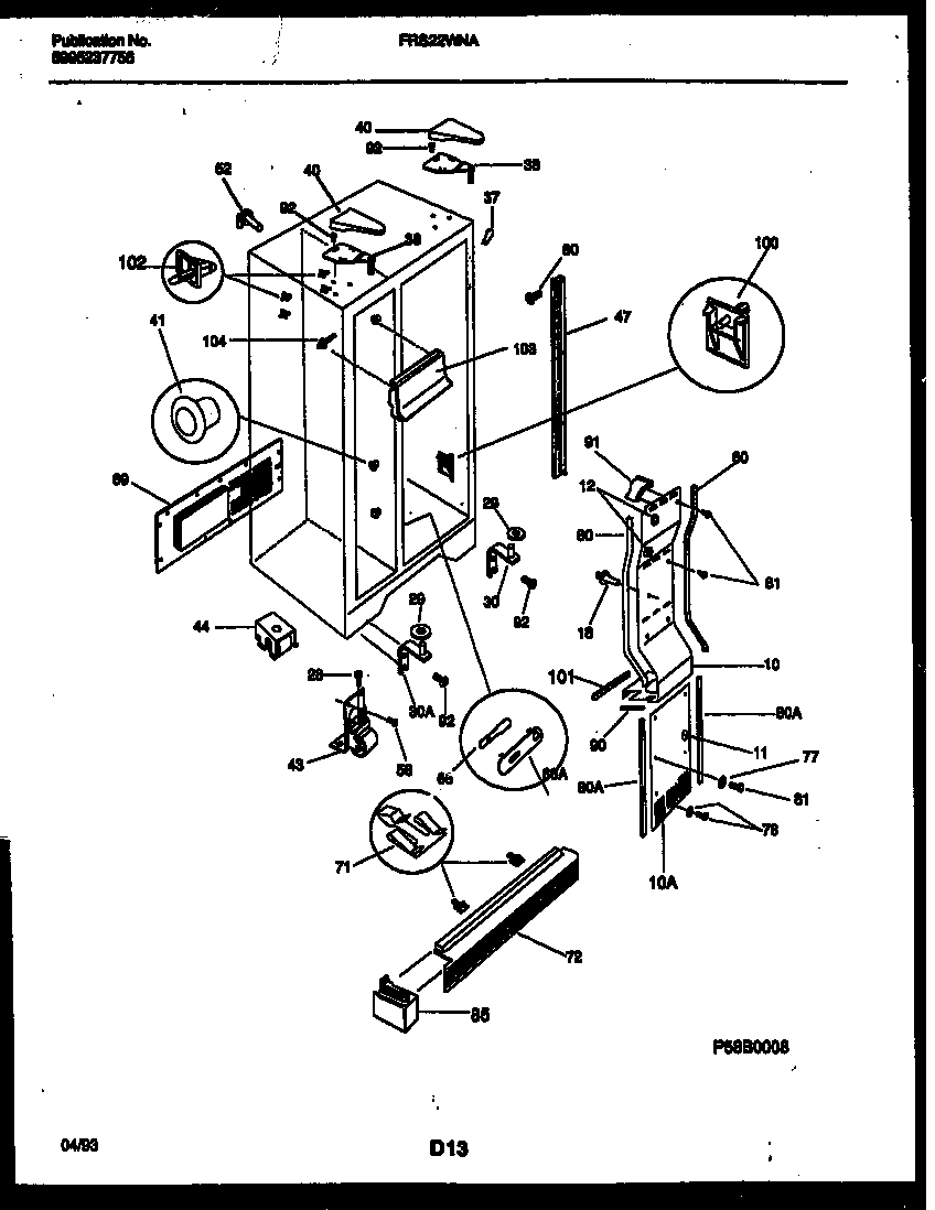Frigidaire FRS22WNAD0 cabinet parts diagram