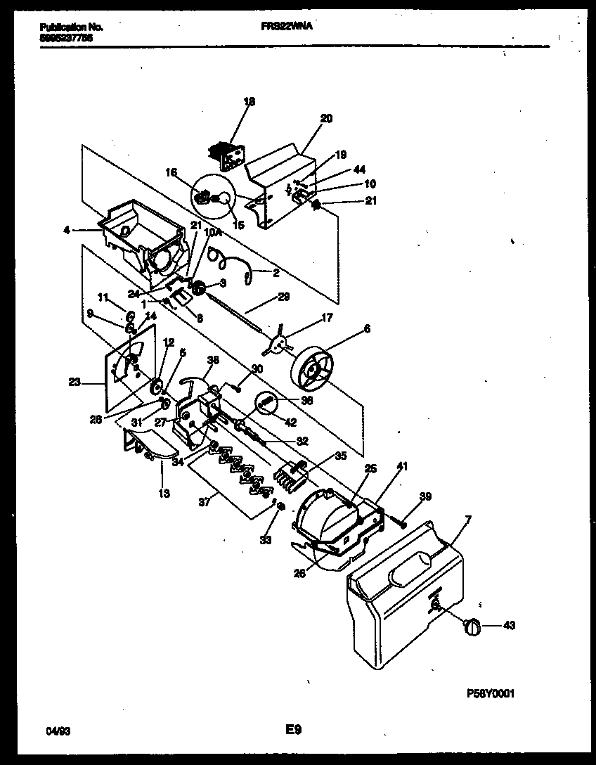 Frigidaire FRS22WNAD0 ice dispenser diagram