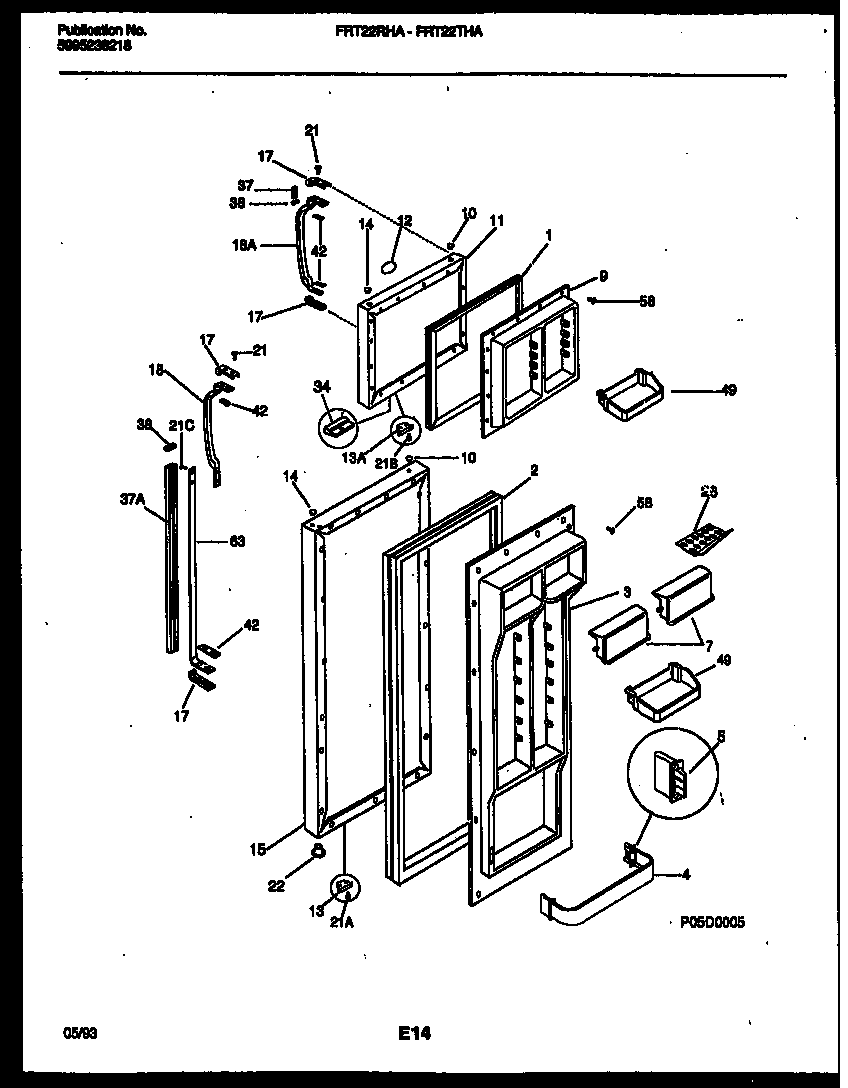 Frigidaire FRT22THAW0 door parts diagram