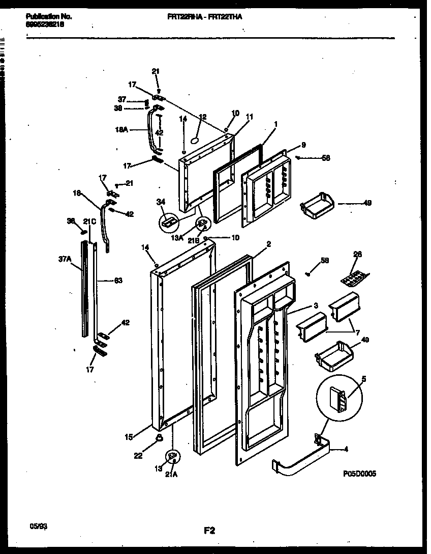 Frigidaire FRT22THAW0 door parts diagram