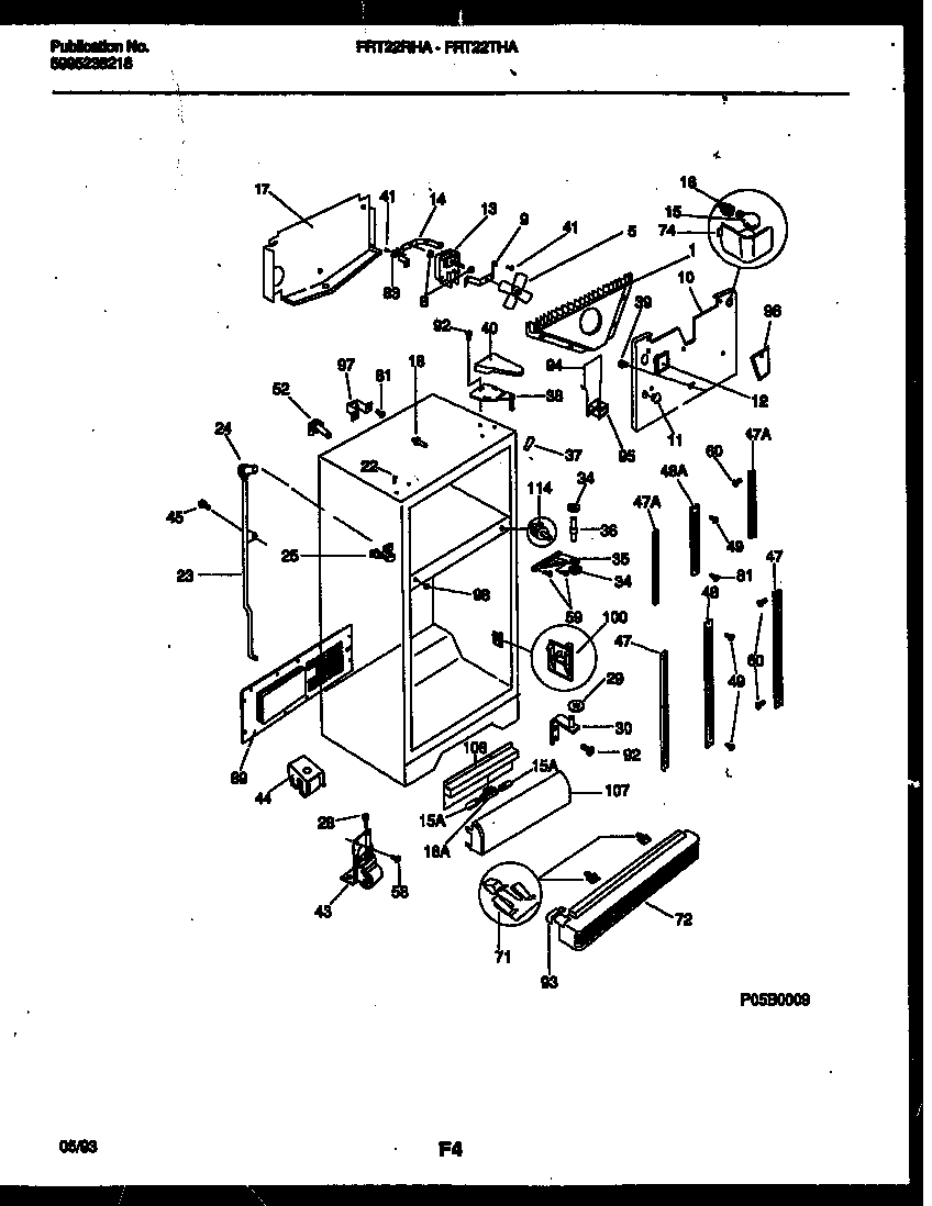Frigidaire FRT22THAW0 cabinet parts diagram