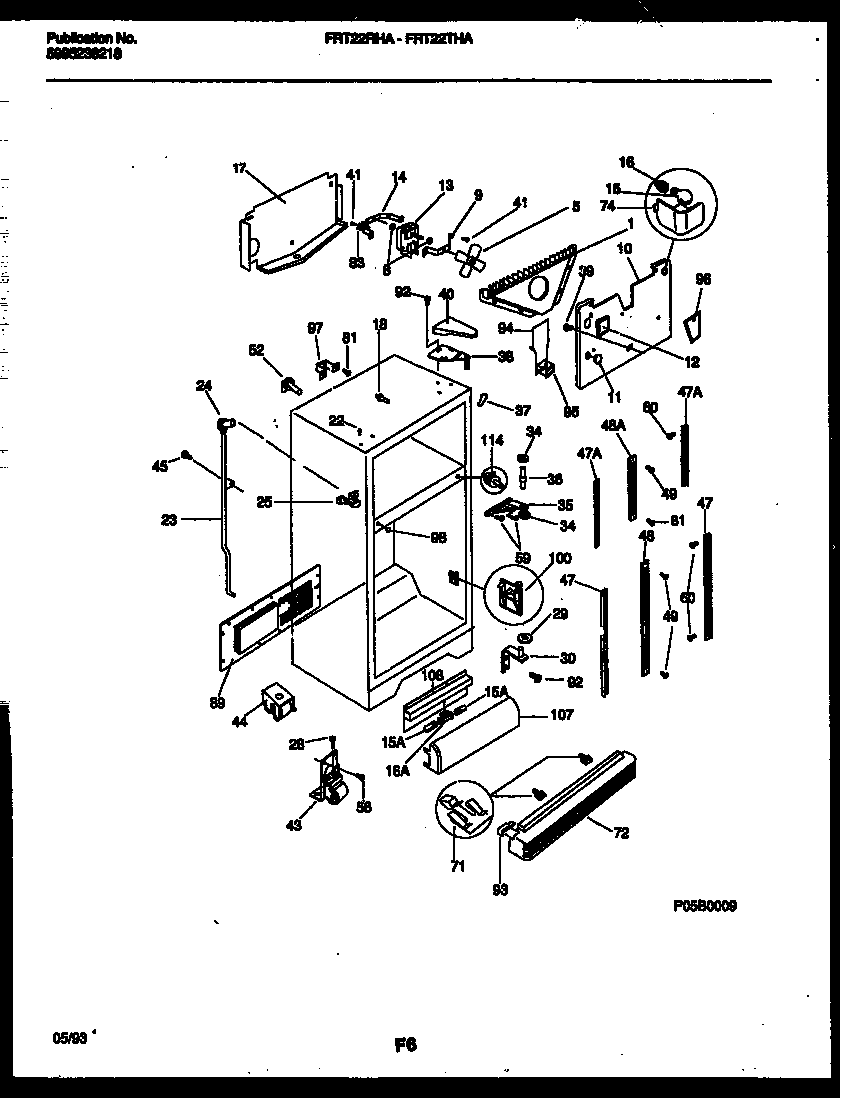 Frigidaire FRT22THAW0 cabinet parts diagram