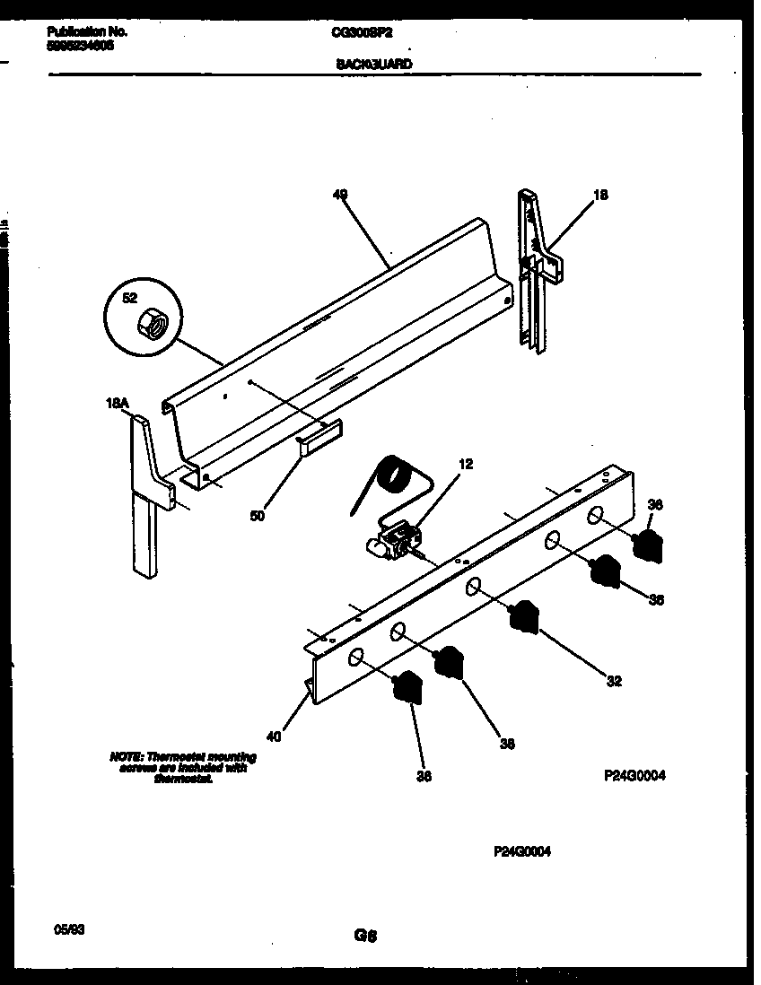 Frigidaire CG300SP2D2 backguard diagram
