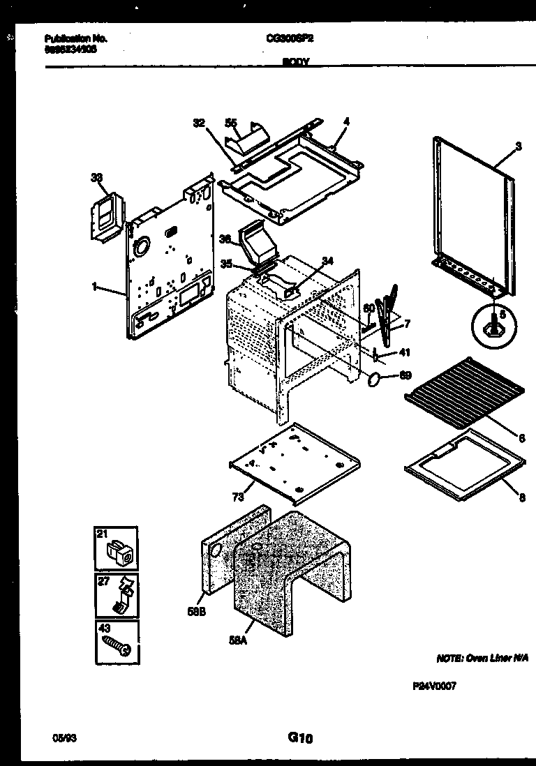 Frigidaire CG300SP2D2 body parts diagram