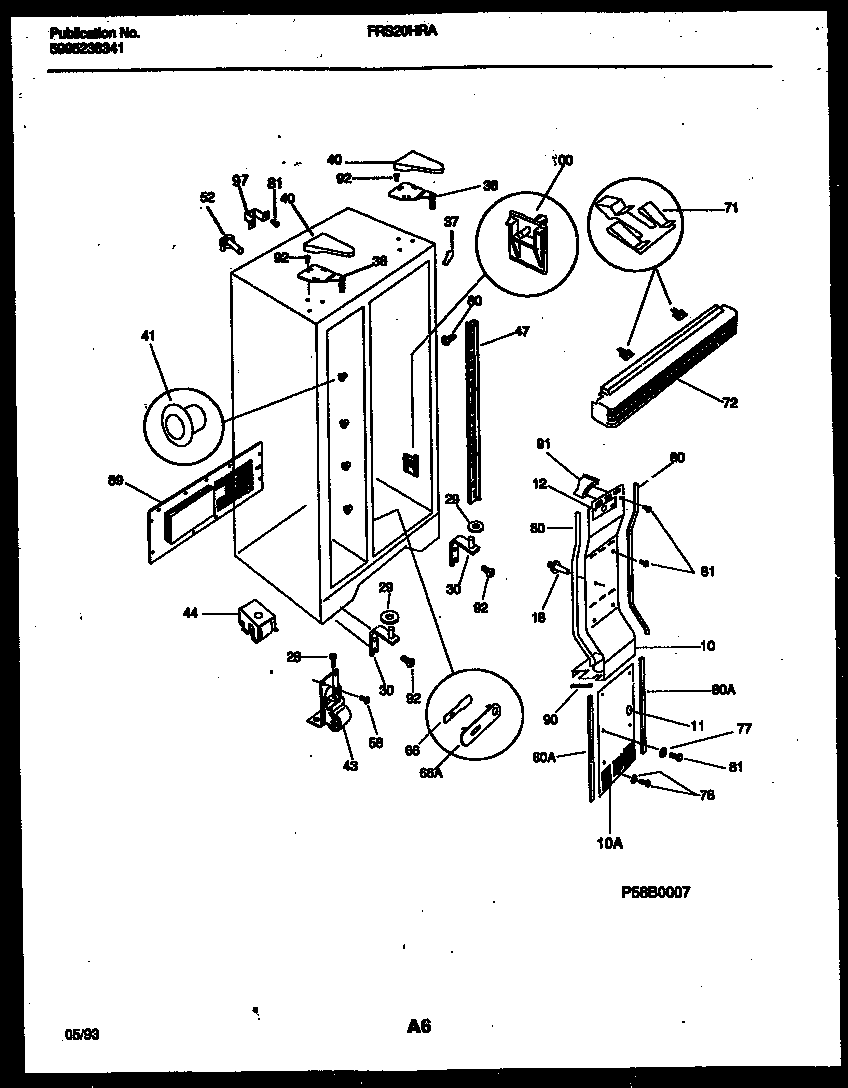 Frigidaire FRS20HRAW2 cabinet parts diagram