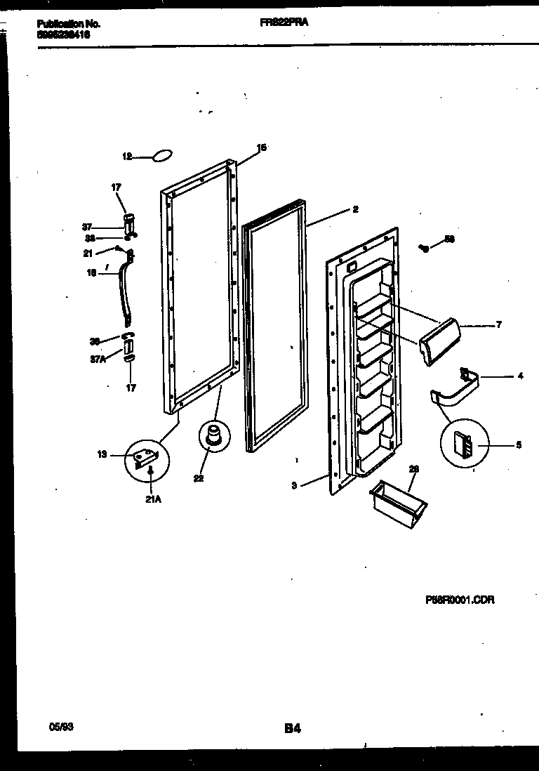 Frigidaire FRS22PRAW2 refrigerator door parts diagram