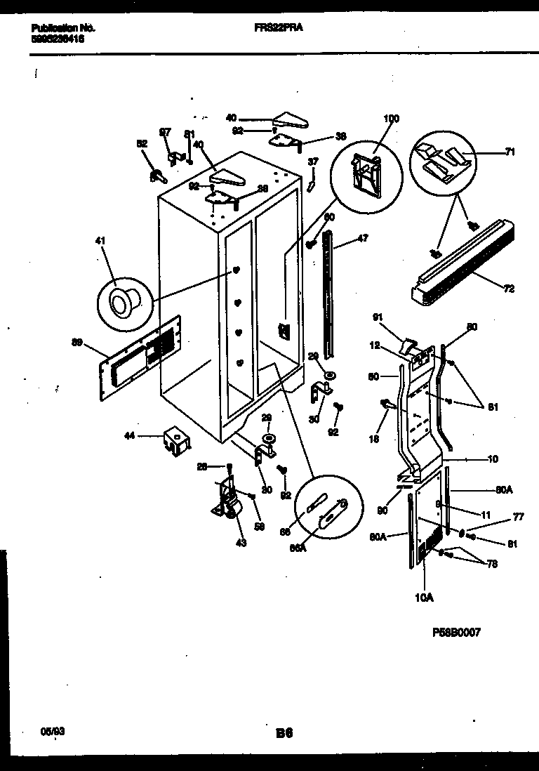 Frigidaire FRS22PRAW2 cabinet parts diagram