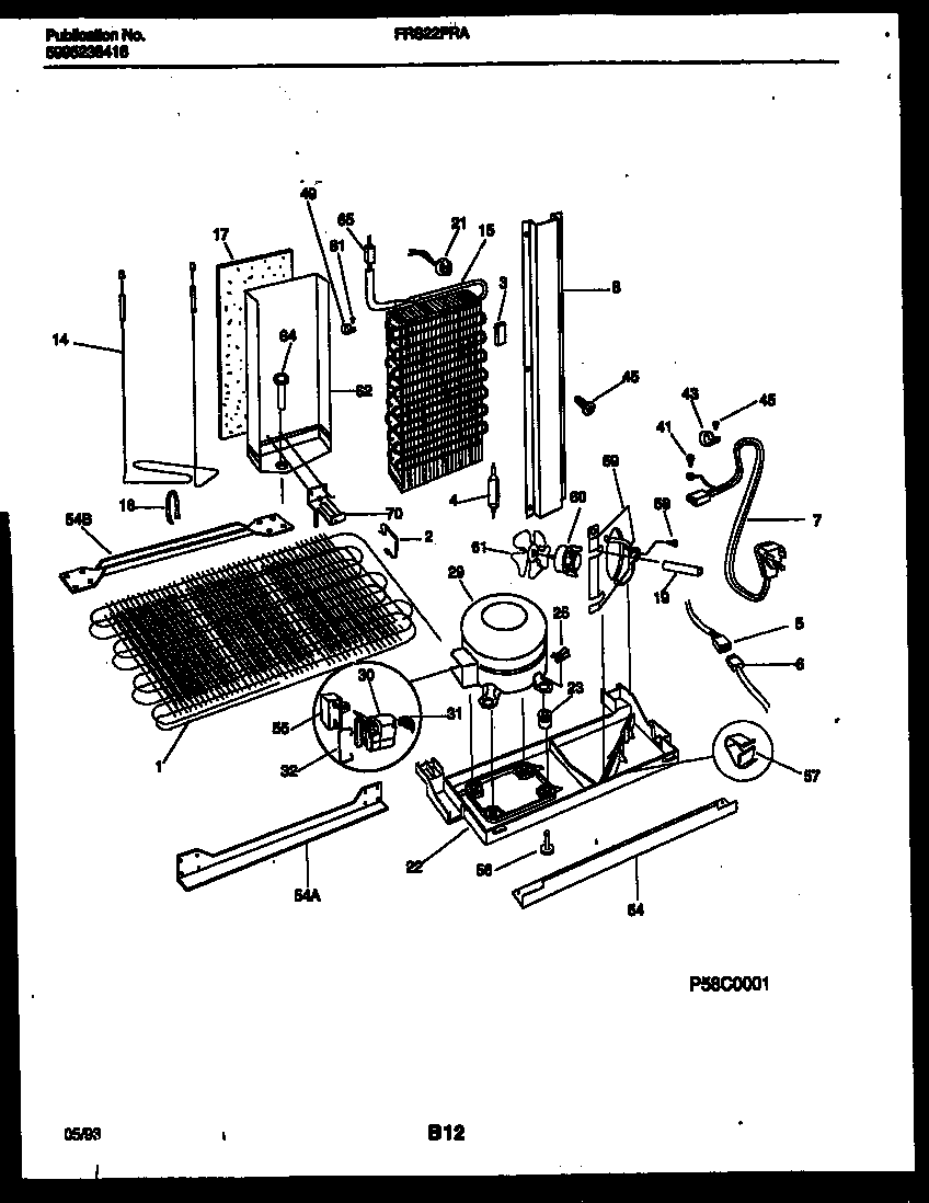 Frigidaire FRS22PRAW2 system and automatic defrost parts diagram