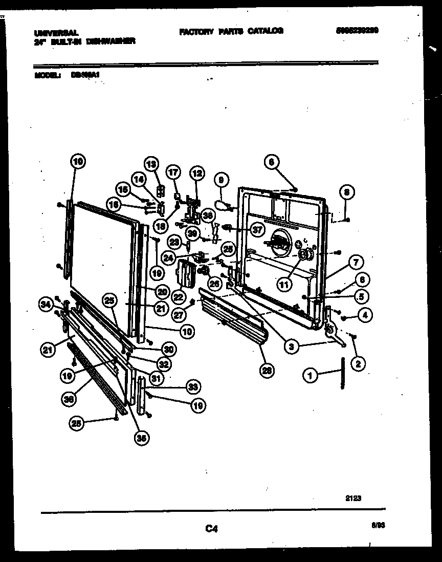 Tappan DB400A1 door parts diagram