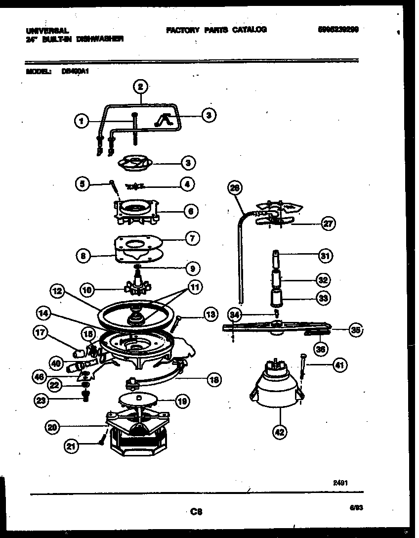 Tappan DB400A1 motor pump parts diagram